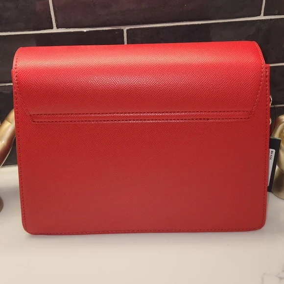 Badgley Mischka Red Shoulder Bag with Silver Chain - Picture 5 of 8